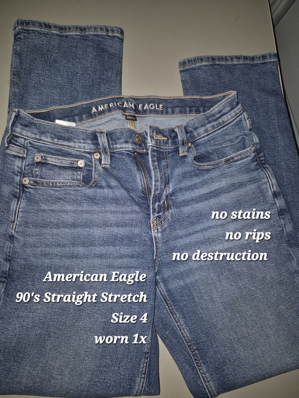American Eagle Outfitters Women's Straight Leg Jeans - Blue Denim